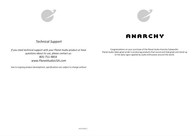 Page 1 of the manual User Manual Planet Audio Anarchy AC15D