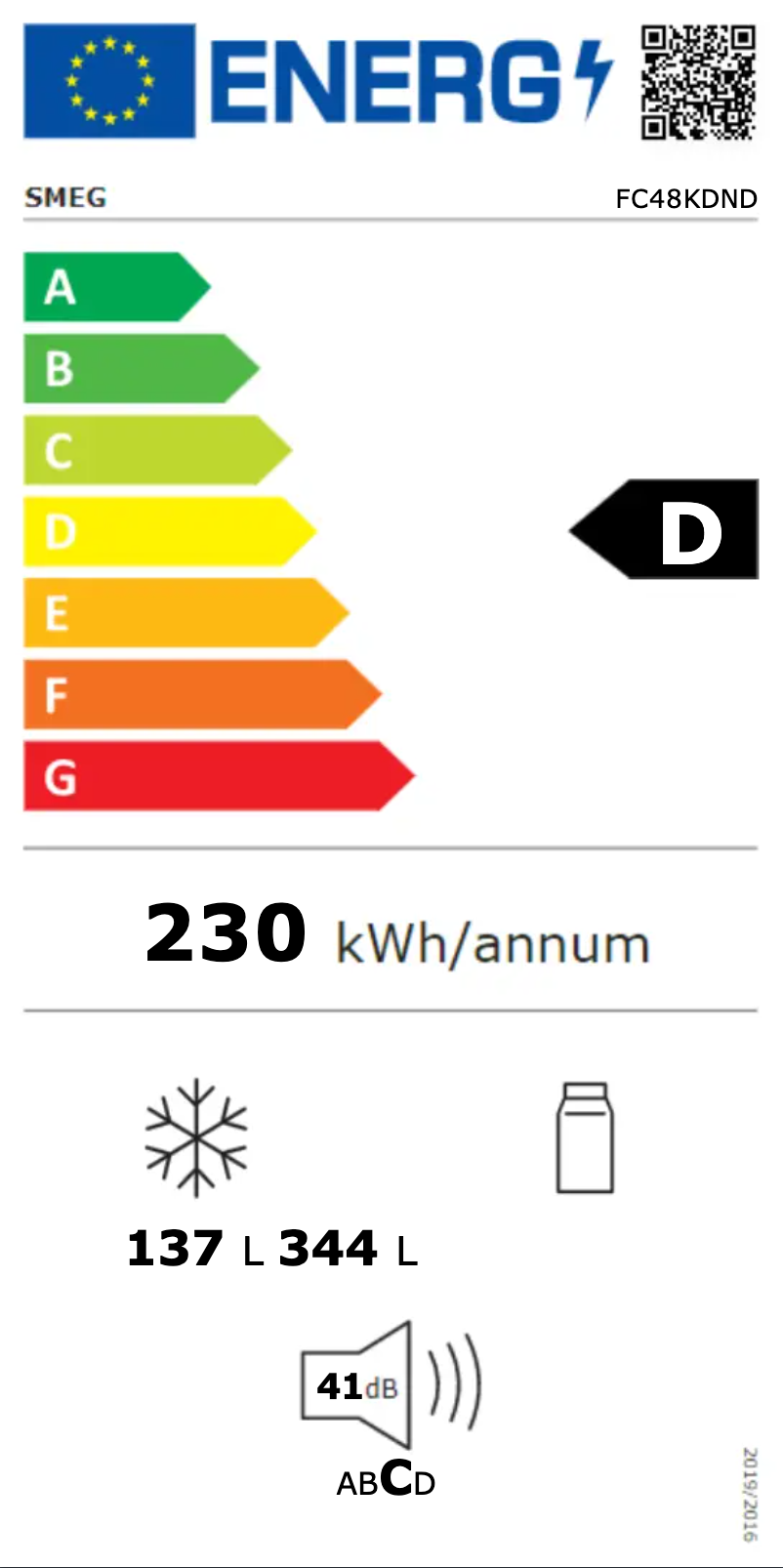 Página 1 del manual Etiqueta energética Smeg FC48KDND