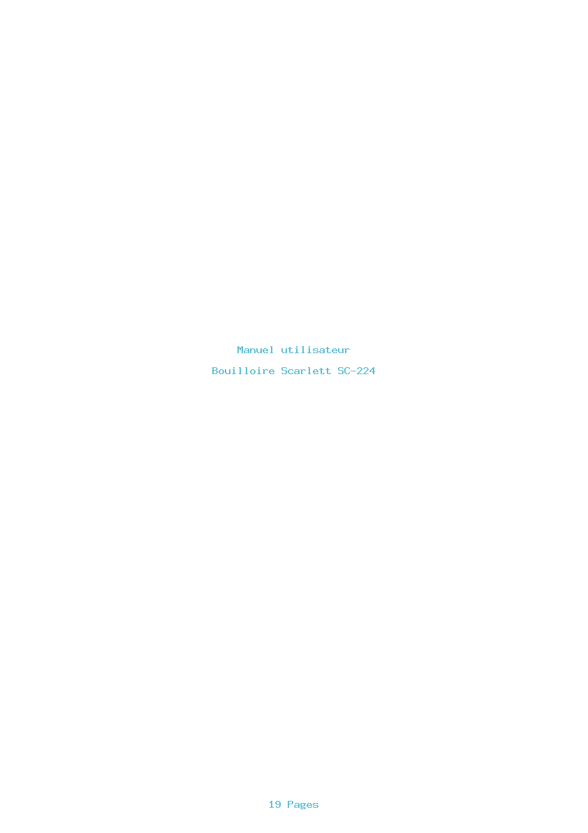Page 1 de la notice Manuel utilisateur Scarlett SC-224