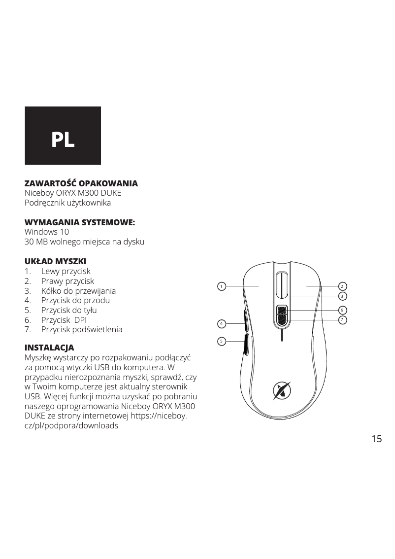 Page 1 de la notice Manuel utilisateur Niceboy ORYX M300 Duke