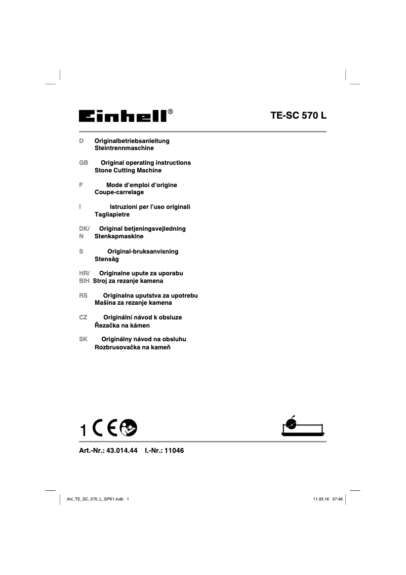 Page 1 de la notice Manuel utilisateur Einhell TE-SC 570 L