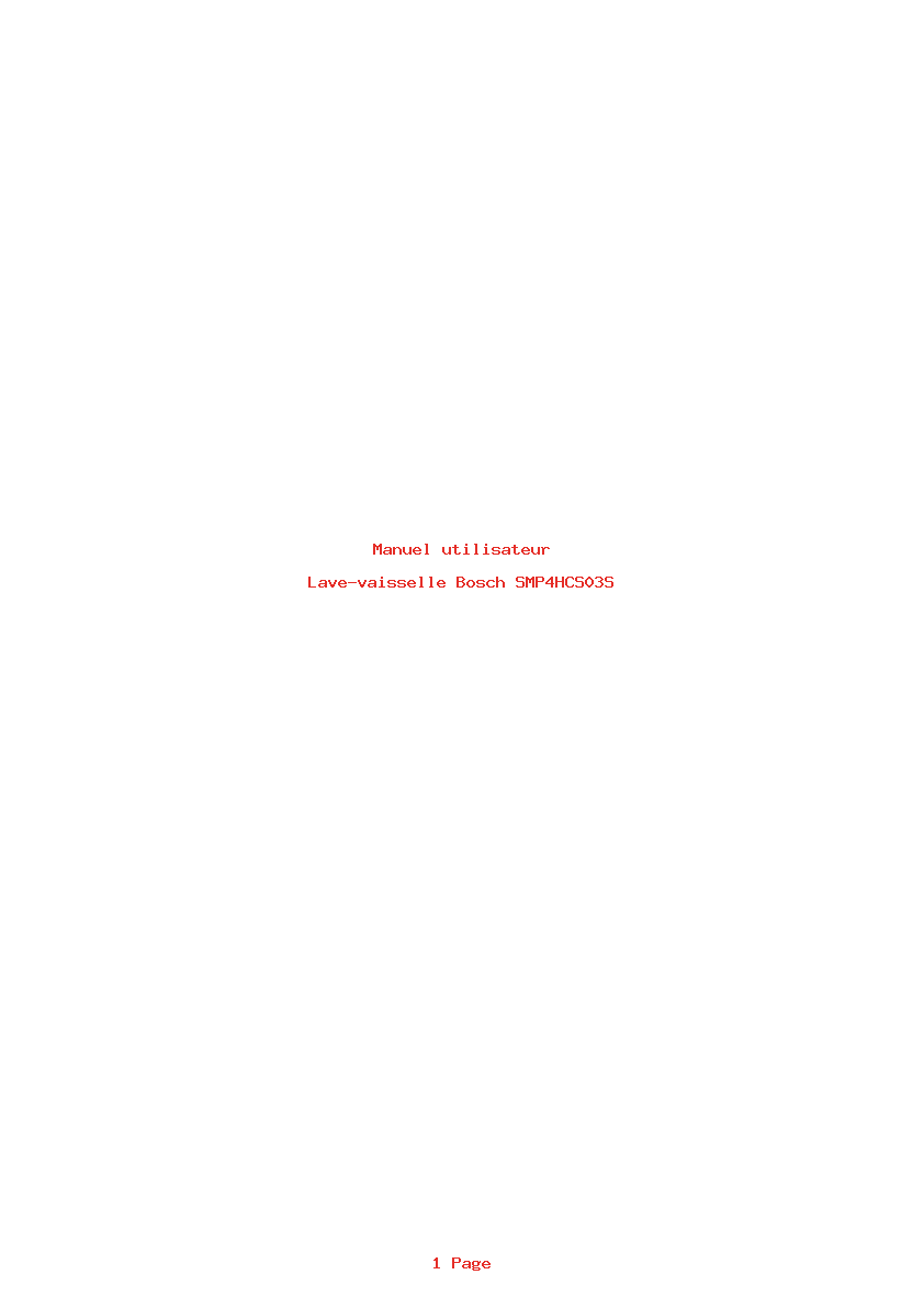 Page 1 de la notice Manuel utilisateur Bosch SMP4HCS03S
