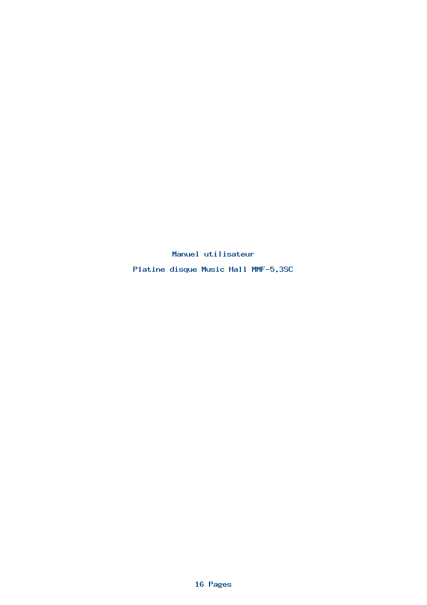 Page 1 de la notice Manuel utilisateur Music Hall MMF-5.3SC