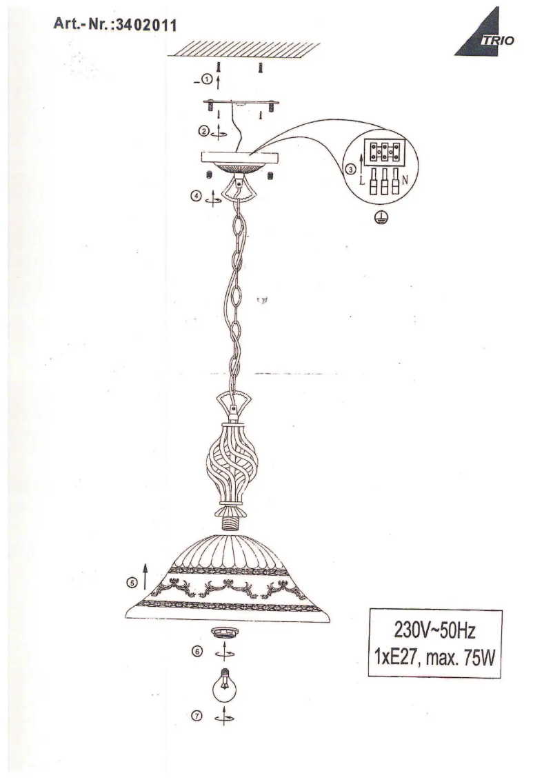 Page 1 de la notice Manuel utilisateur Trio Lighting Elegant 1