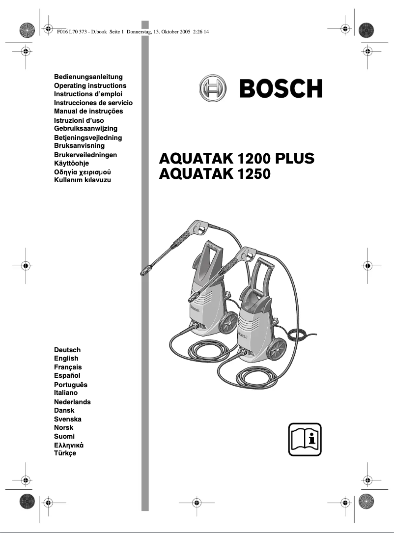 Page 1 de la notice Manuel utilisateur Bosch Aquatak 1250 Plus