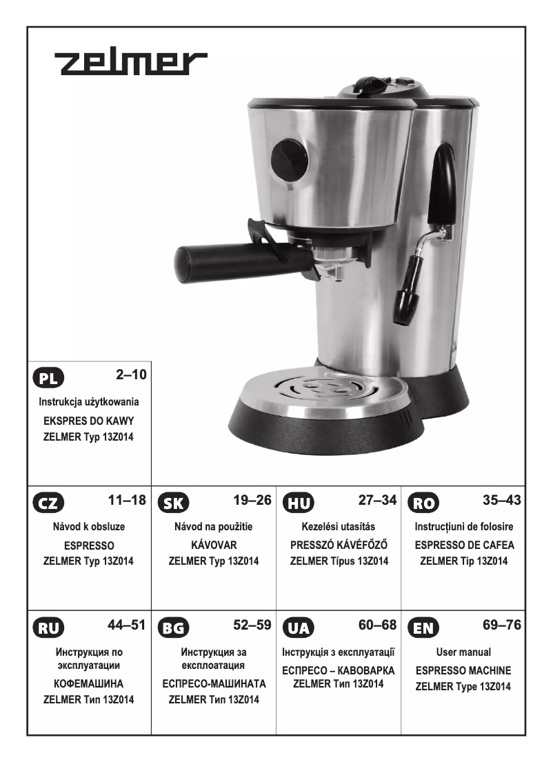 Page 1 de la notice Manuel utilisateur Zelmer Piano 13Z014