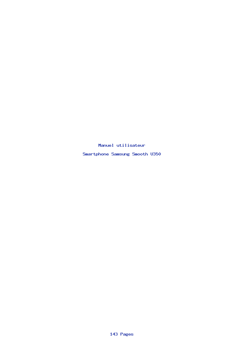 Page 1 de la notice Manuel utilisateur Samsung Smooth U350