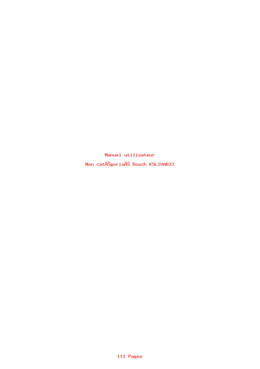 Page 1 de la notice Manuel utilisateur Bosch KSL20AB33