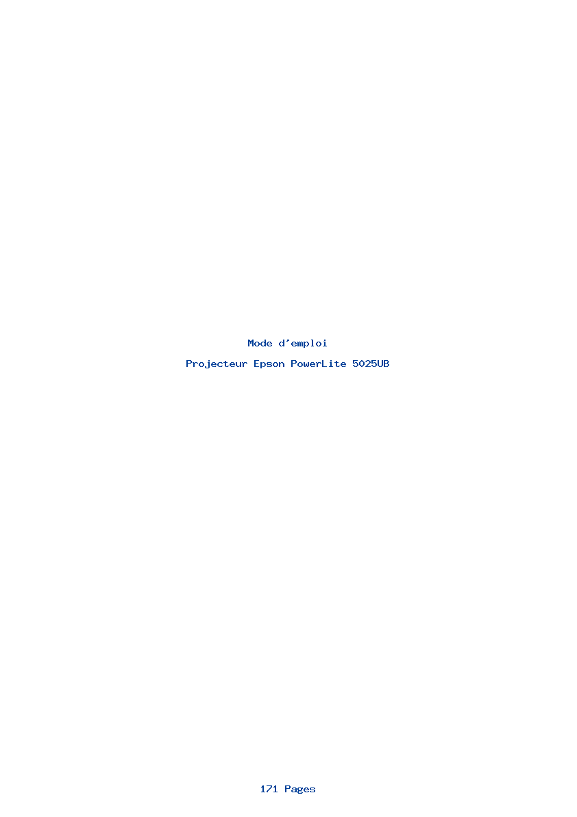 Page 1 de la notice Mode d'emploi Epson PowerLite 5025UB