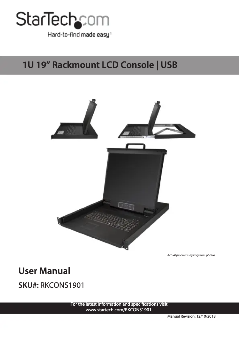 Page 1 de la notice Manuel utilisateur StarTech.com RKCONS1901