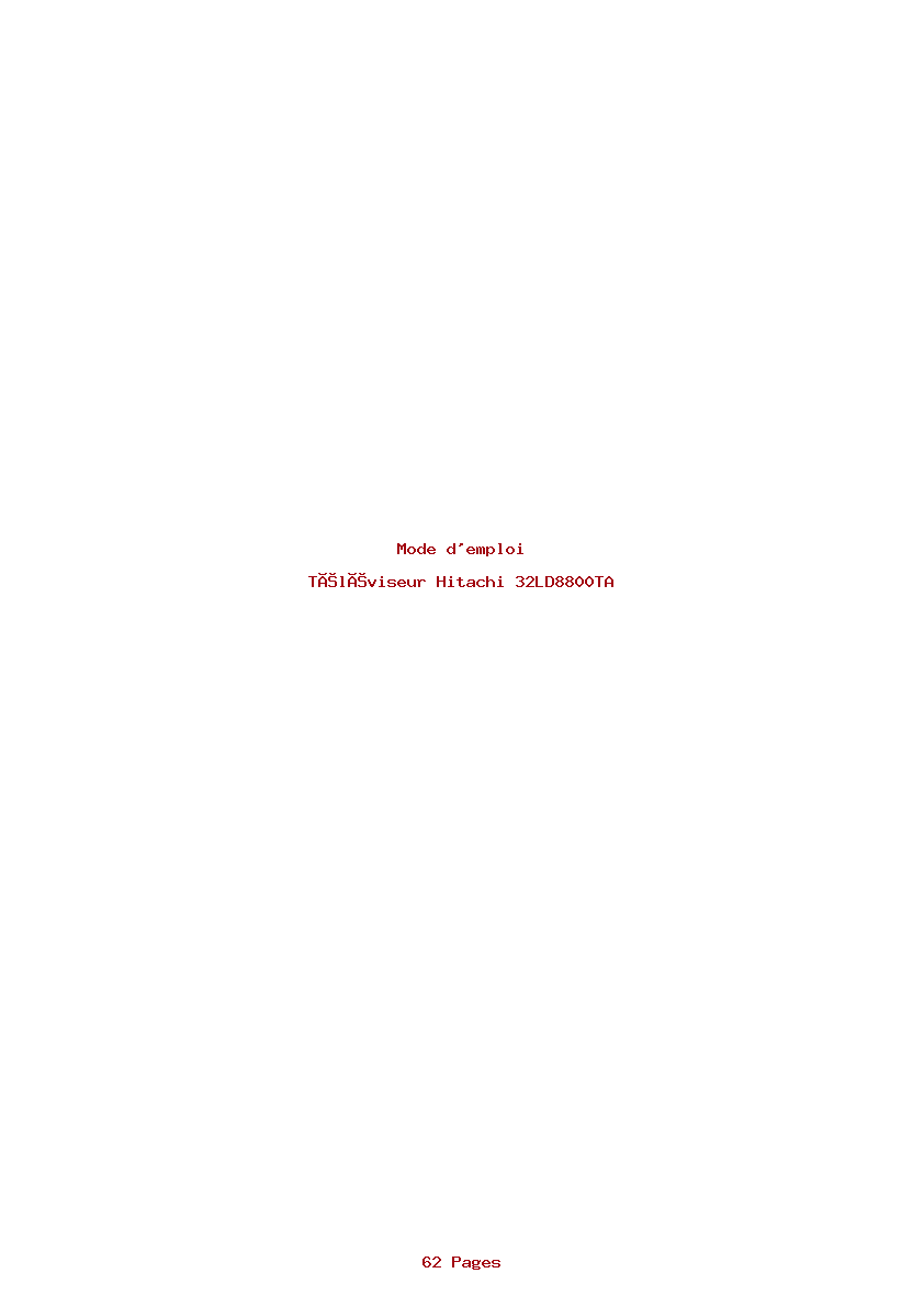 Page 1 de la notice Mode d'emploi Hitachi 32LD8800TA