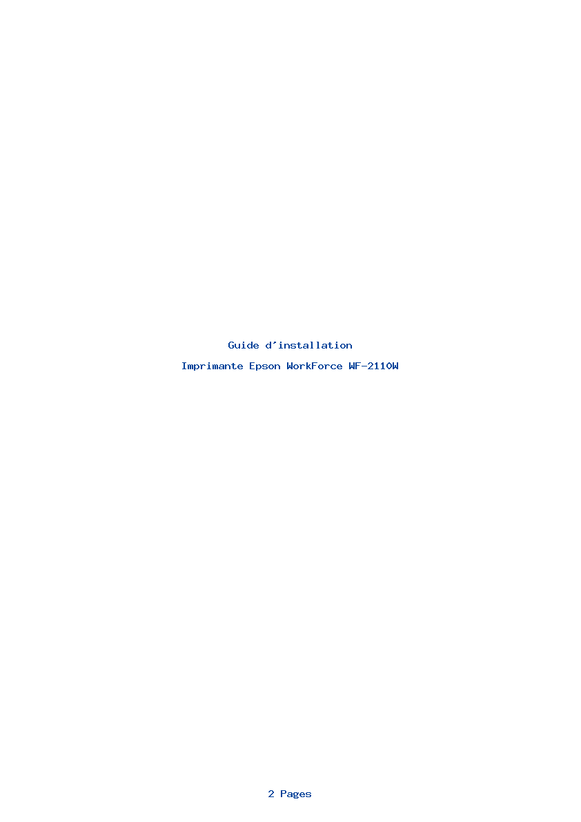 Page 1 de la notice Guide d'installation Epson WorkForce WF-2110W