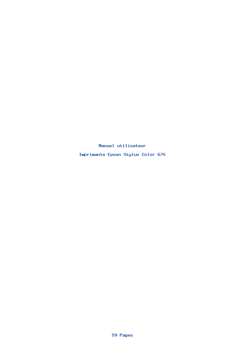 Page 1 de la notice Manuel utilisateur Epson Stylus Color 670