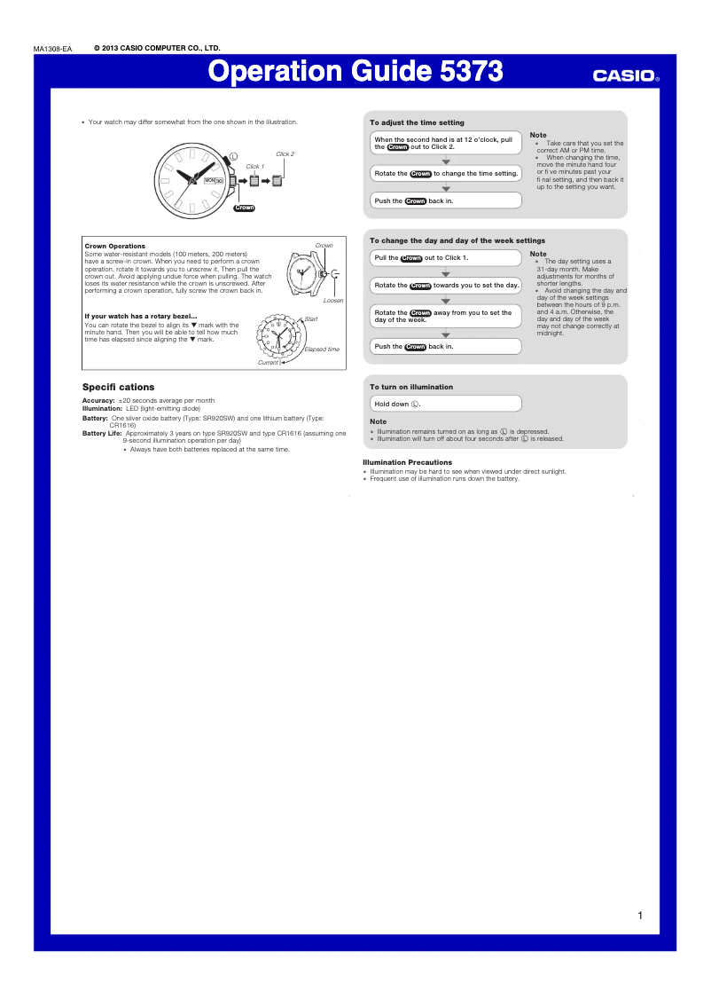 Page 1 de la notice Manuel utilisateur Casio MTD1080-7AV