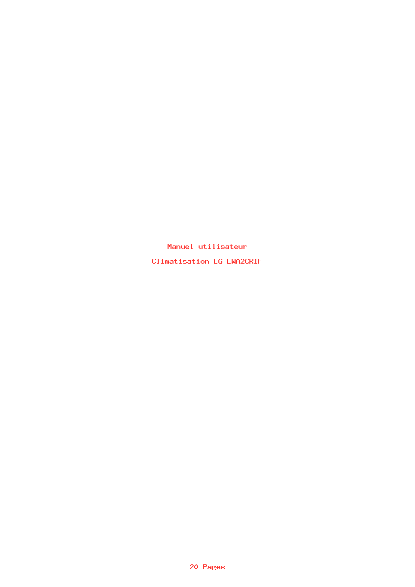 Page 1 de la notice Manuel utilisateur LG LWA2CR1F