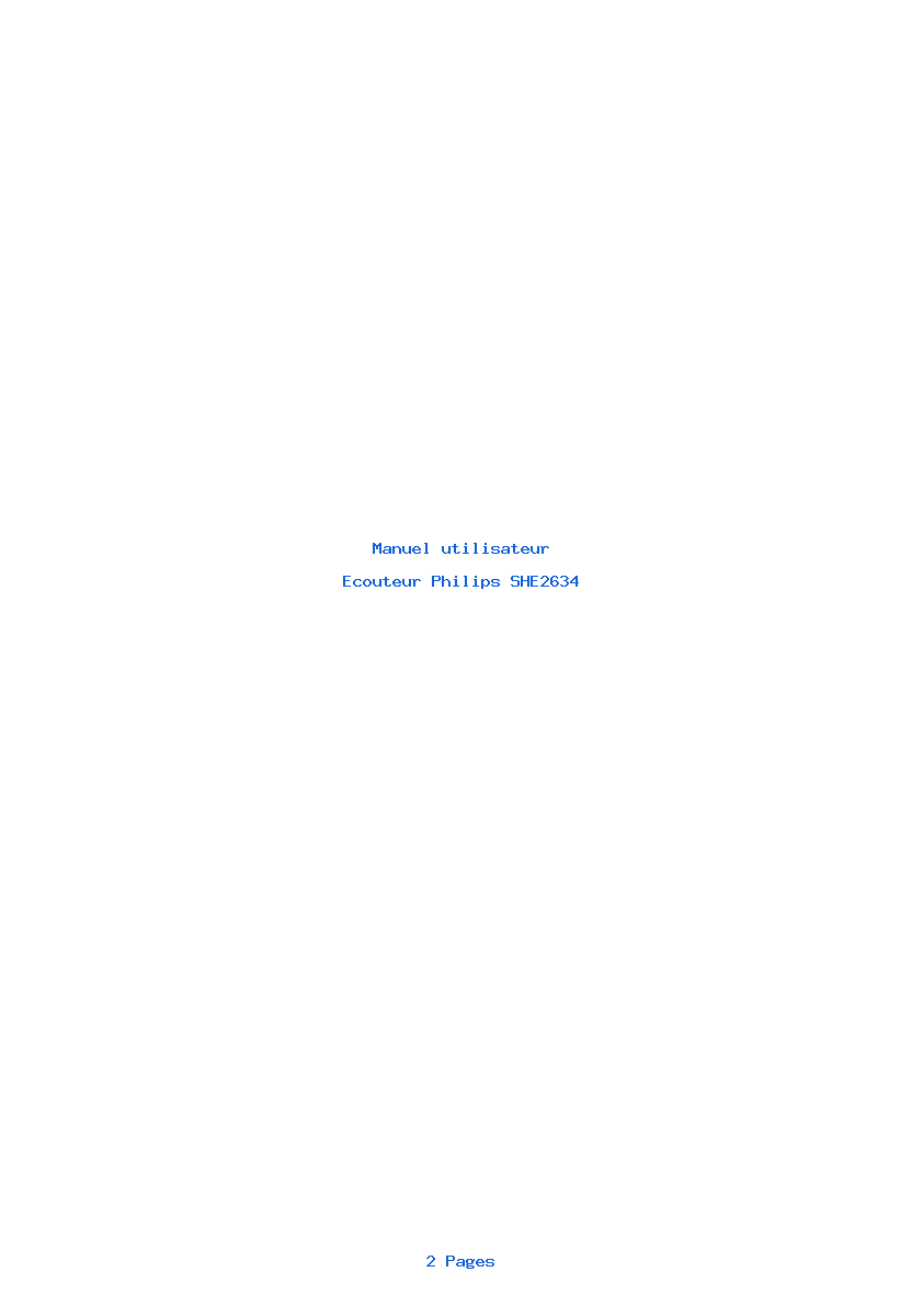 Page 1 de la notice Manuel utilisateur Philips SHE2634