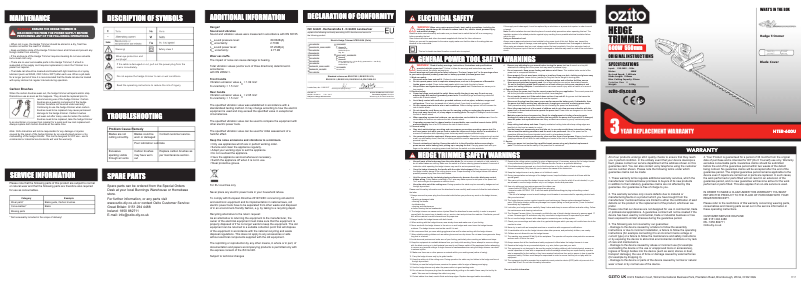 Page 1 de la notice Manuel utilisateur Ozito HTER-600U