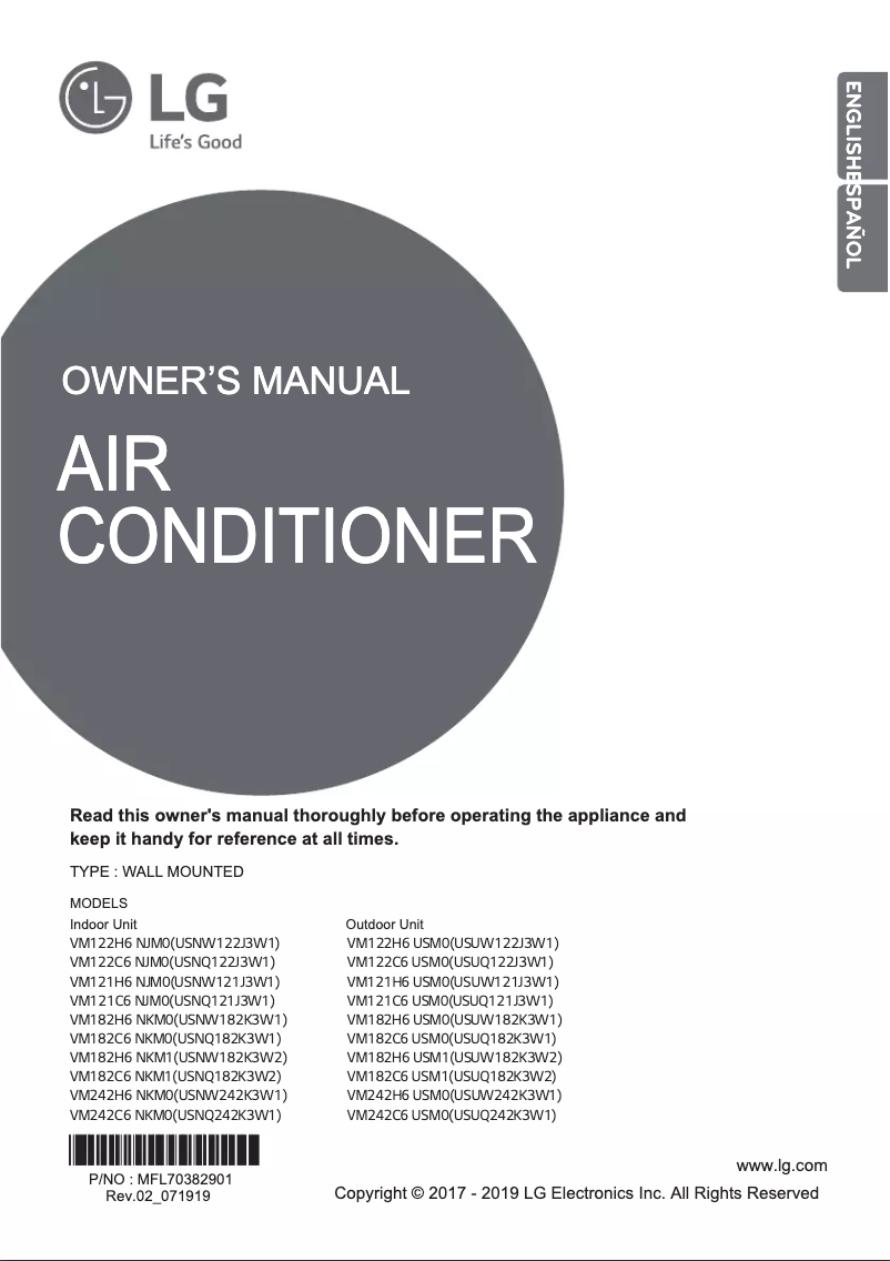 Page 1 de la notice Manuel utilisateur LG VM122H6