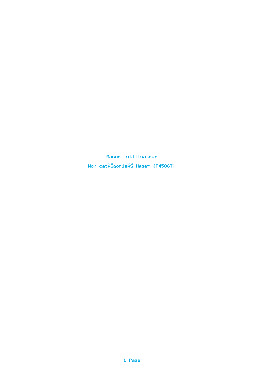 Page 1 de la notice Manuel utilisateur Hager JF4508TM