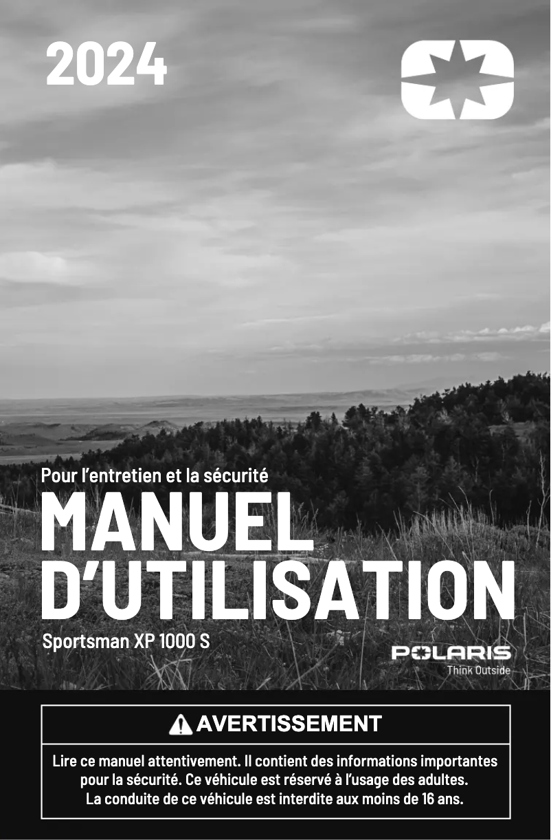 Page 1 de la notice Manuel utilisateur Polaris Sportsman XP 1000 S (2024)