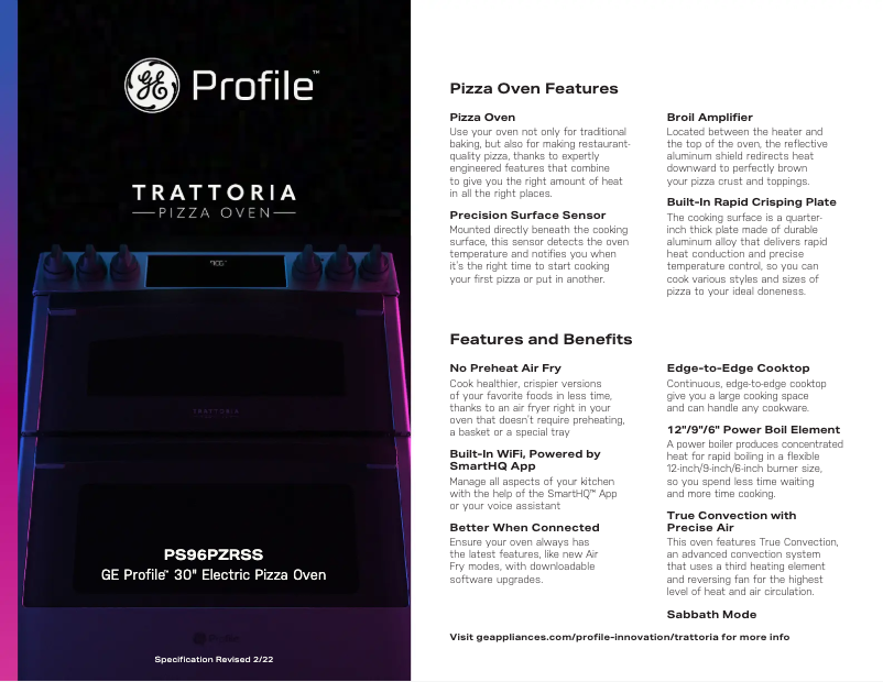 Page n°1 - Fiche technique GE Profile PS96PZRSS