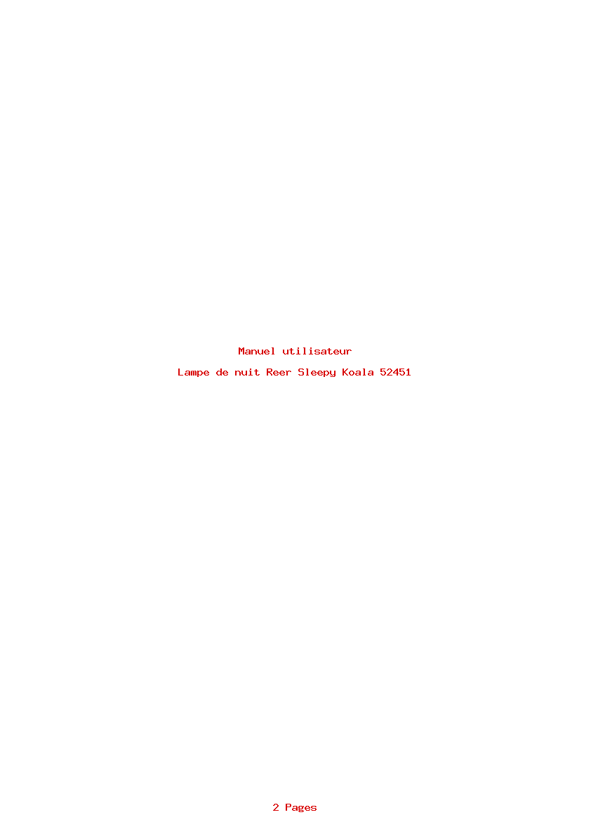 Page 1 de la notice Manuel utilisateur Reer Sleepy Koala 52451