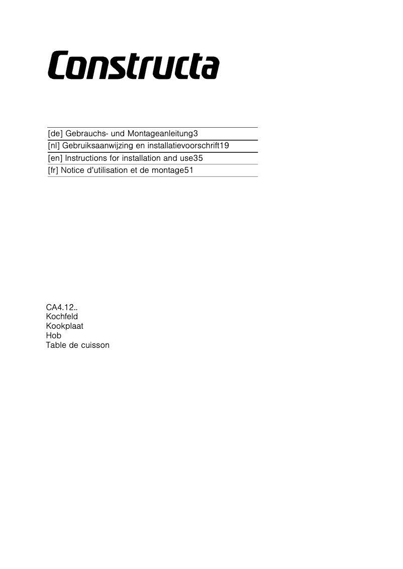 Page 1 de la notice Manuel utilisateur Constructa CA421252