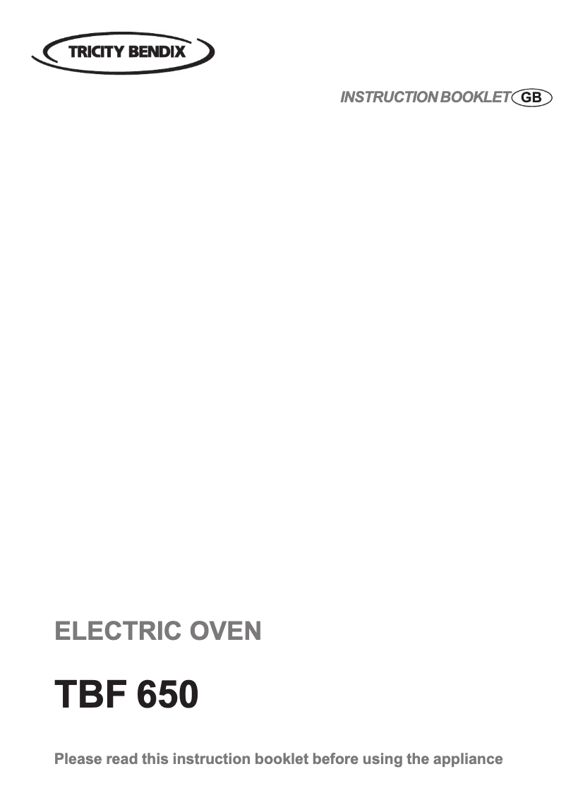 Página 1 del manual Manual de usuario Tricity Bendix TBF650WH