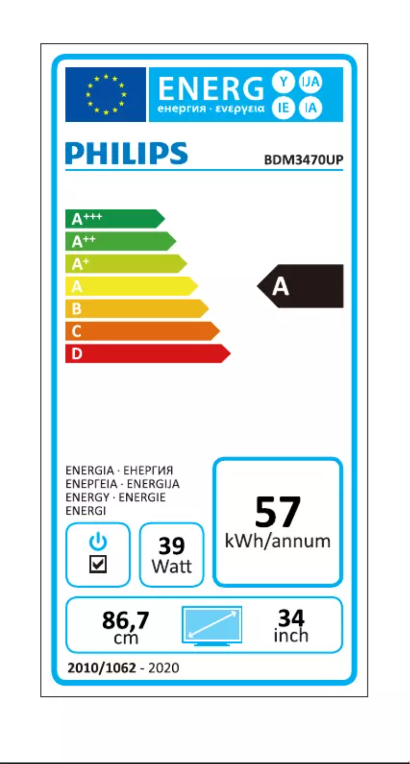 Página 1 del manual Etiqueta energética Philips BDM3470UP