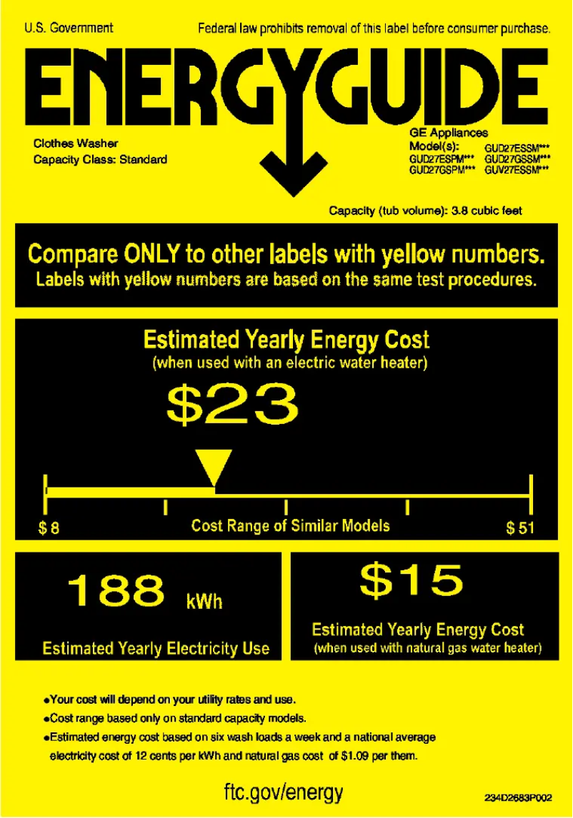 Página 1 del manual Etiqueta energética GE GUD27ESPMDG