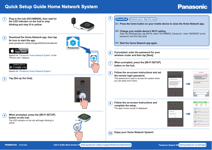 Page 1 de la notice Guide de démarrage rapide Panasonic KX-HN6002