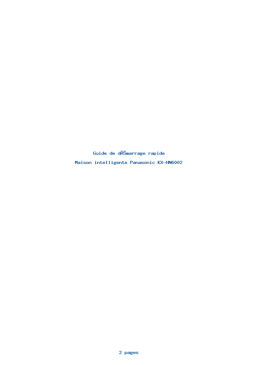 Page 1 de la notice Guide de démarrage rapide Panasonic KX-HN6002