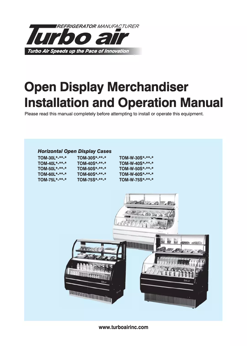 Página 1 del manual Manual de uso y mantenimiento Turbo air TOM-30L