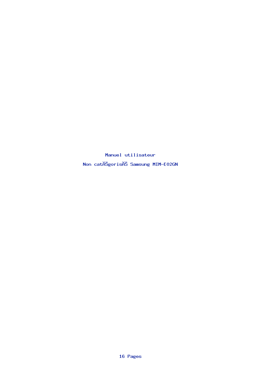 Page 1 de la notice Manuel utilisateur Samsung MIM-E02GN