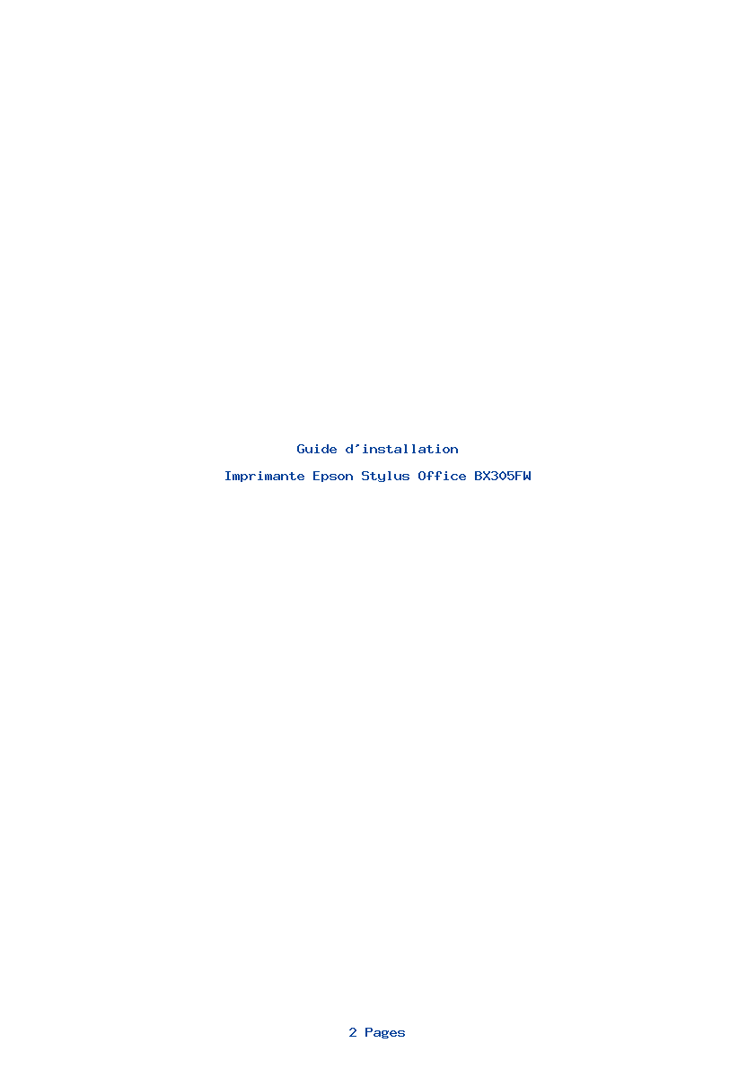 Page 1 de la notice Guide d'installation Epson Stylus Office BX305FW