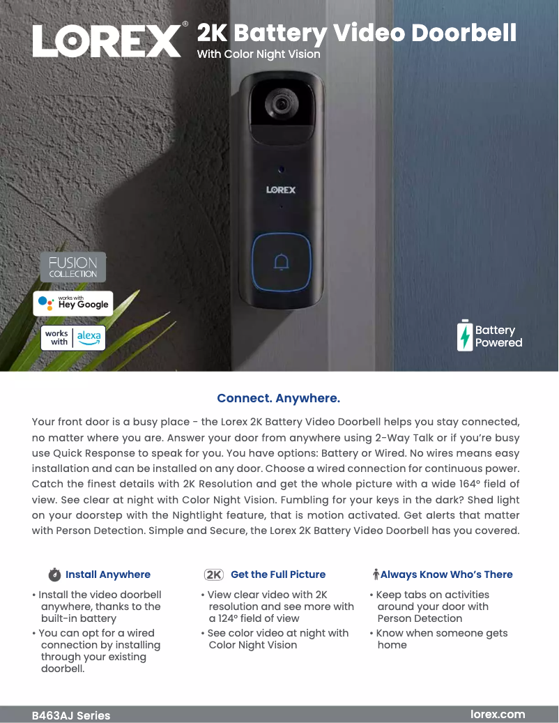 Page 1 of the manual Technical Sheet Lorex B463AJD-F