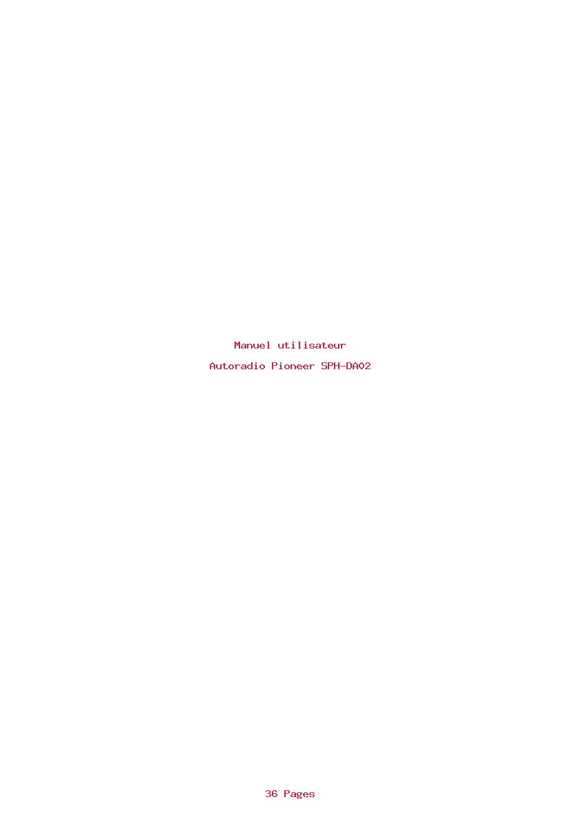Page 1 de la notice Manuel utilisateur Pioneer SPH-DA02