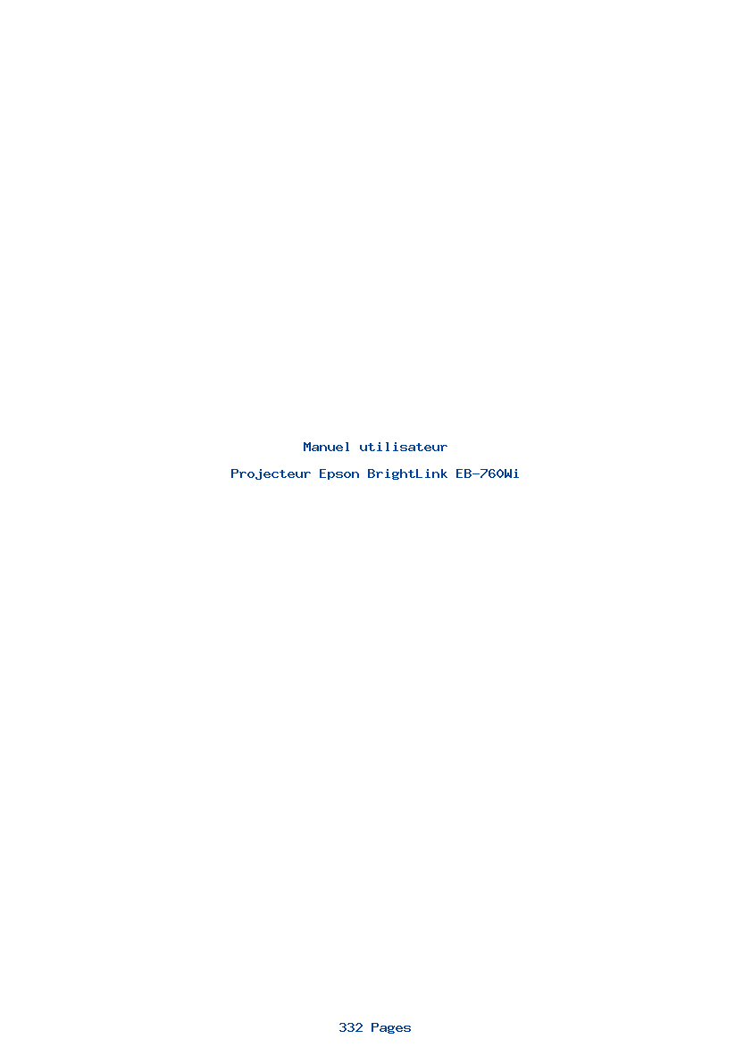 Page 1 de la notice Manuel utilisateur Epson BrightLink EB-760Wi