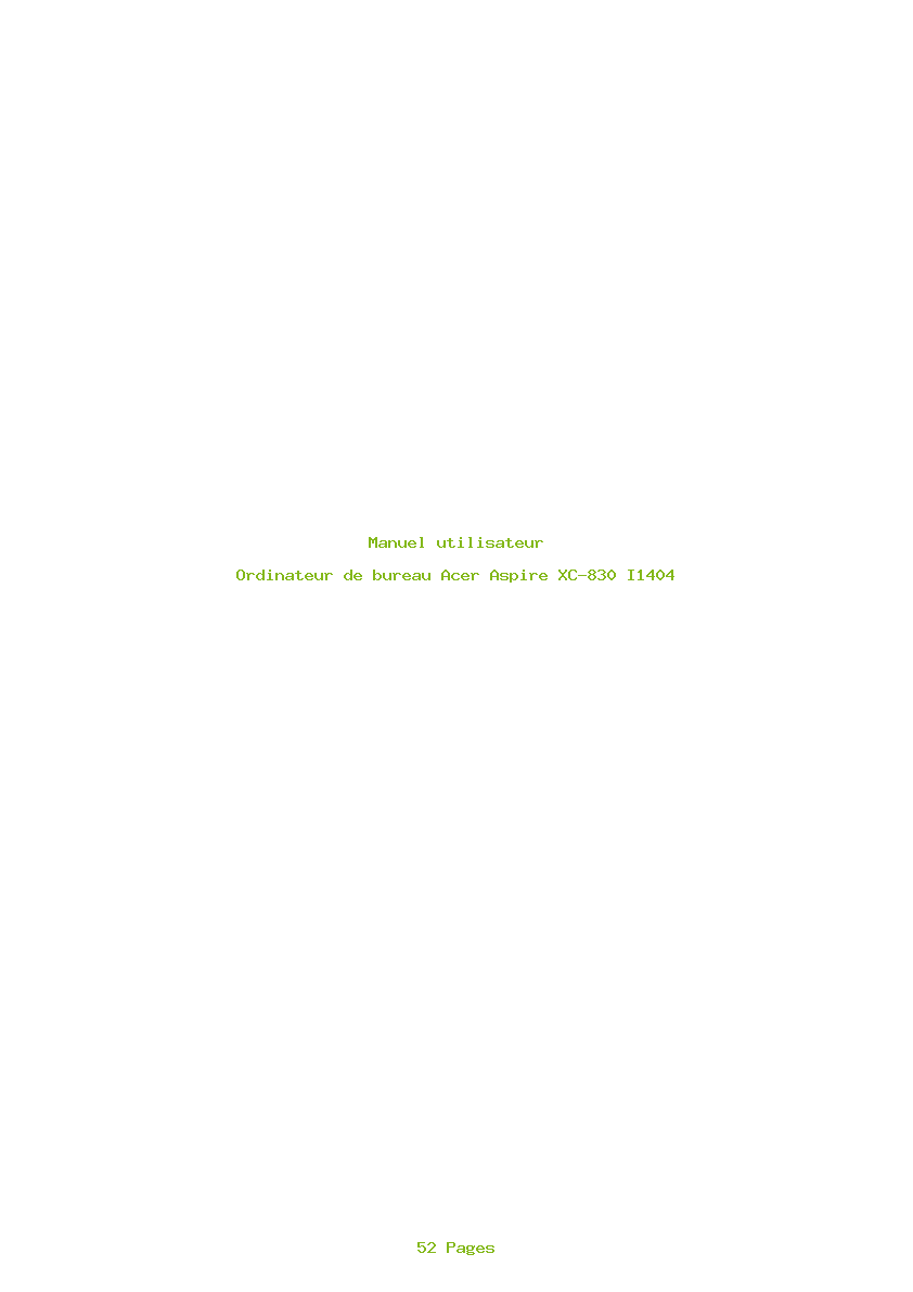 Page 1 de la notice Manuel utilisateur Acer Aspire XC-830 I1404