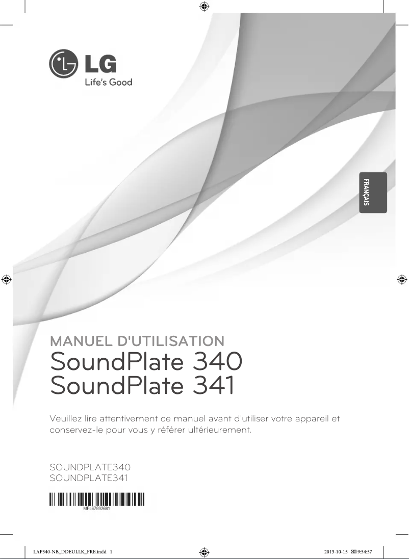 Page 1 de la notice Manuel utilisateur LG SoundPlate LAP341