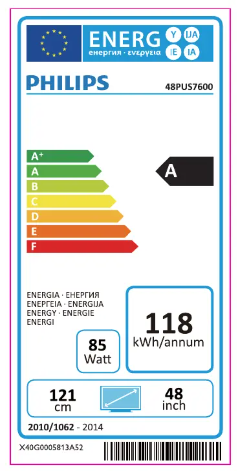 Page n°1 - Label énergétique Philips 55PUS7600