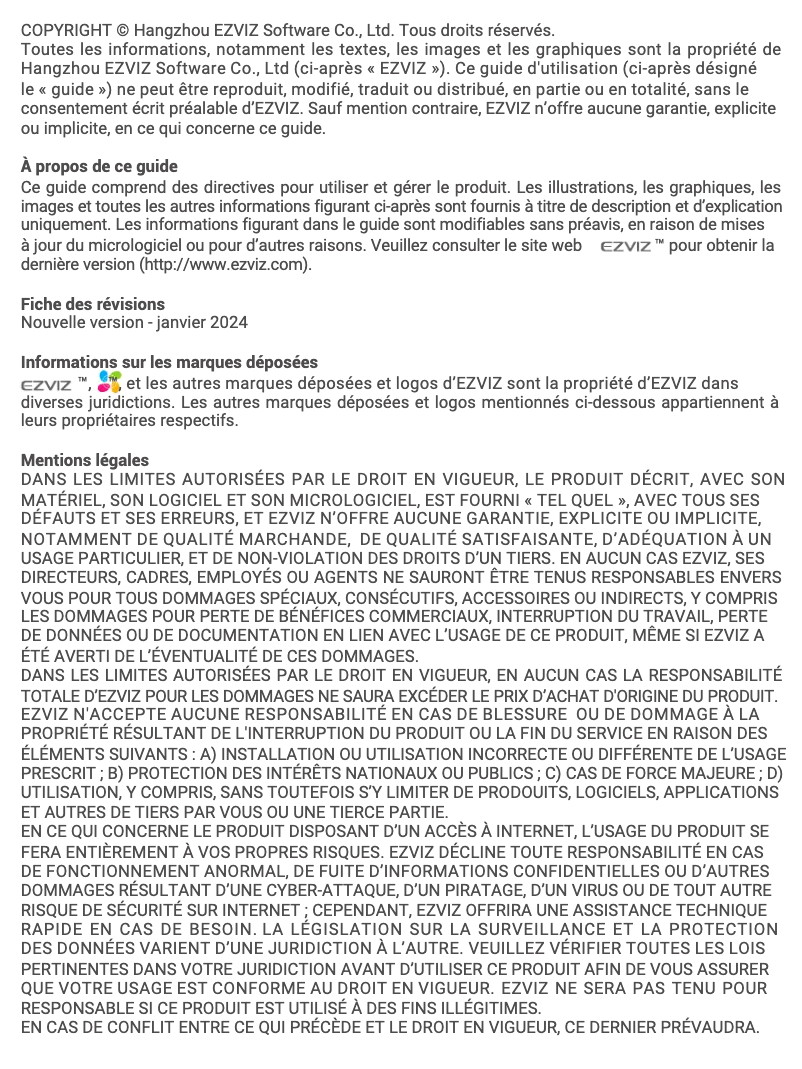 Page 1 de la notice Manuel utilisateur EZVIZ X5S