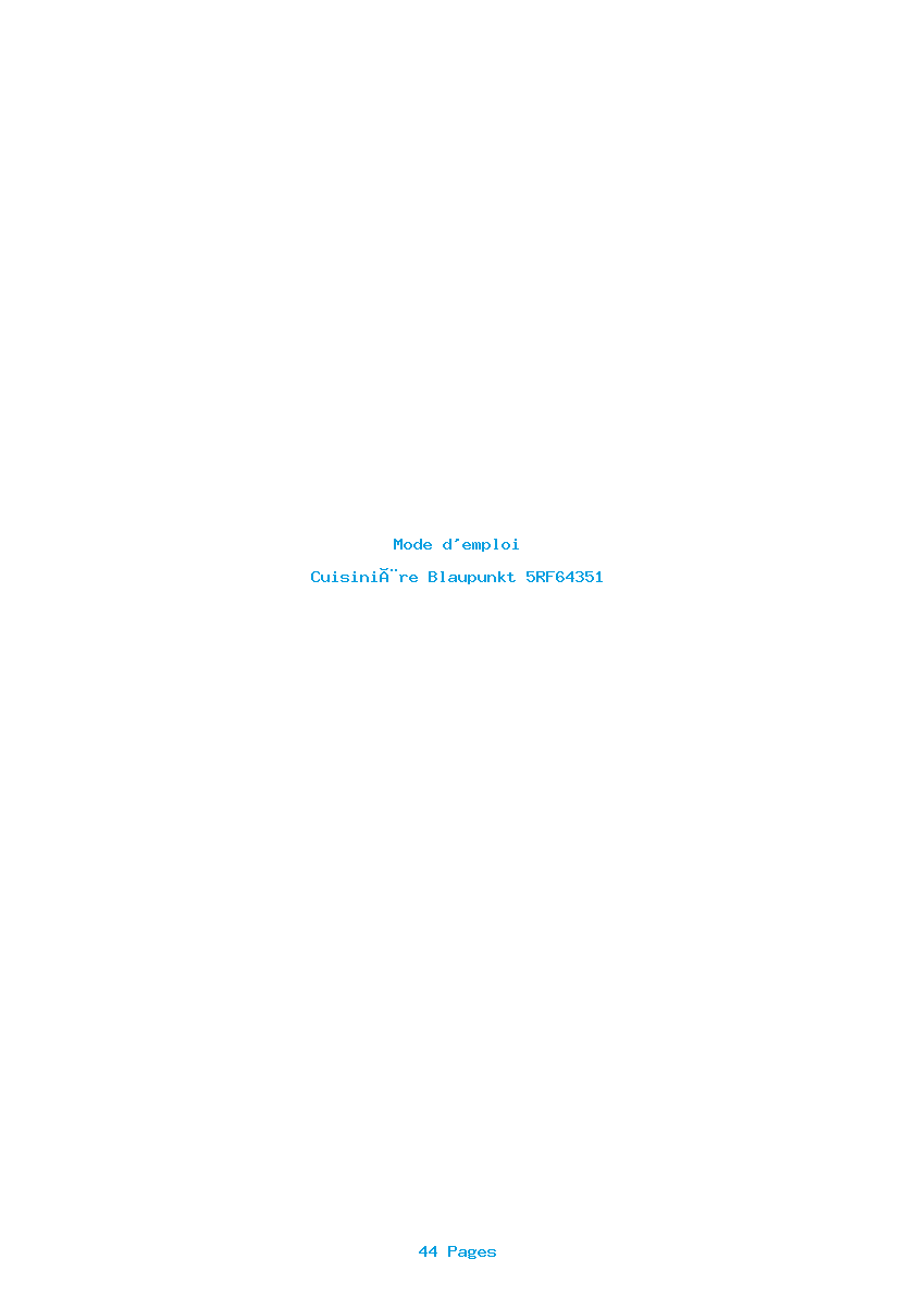 Page 1 de la notice Mode d'emploi Blaupunkt 5RF64351