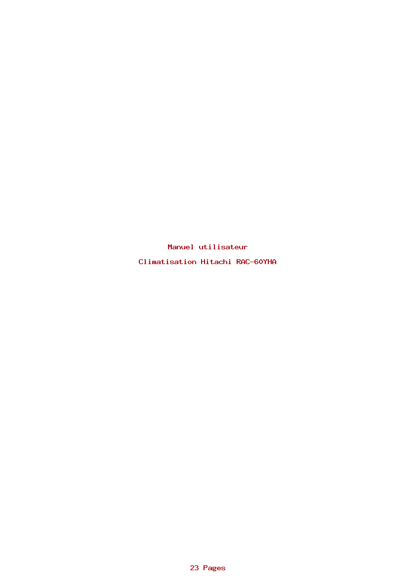 Page 1 de la notice Manuel utilisateur Hitachi RAC-60YHA