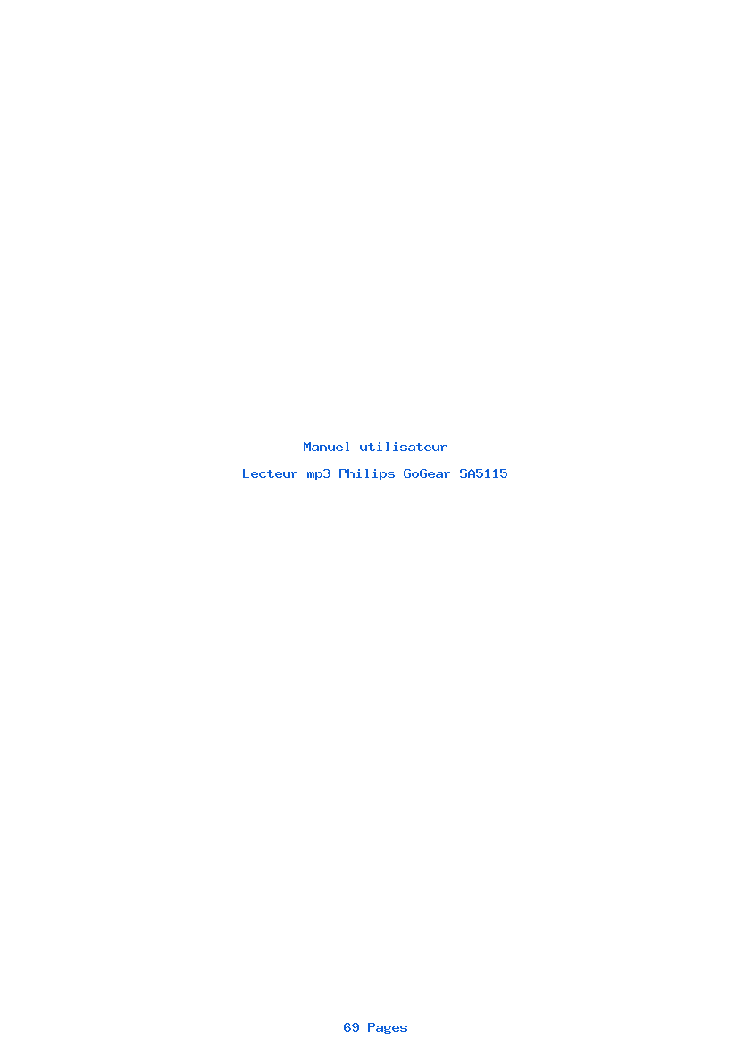 Page 1 de la notice Manuel utilisateur Philips GoGear SA5115