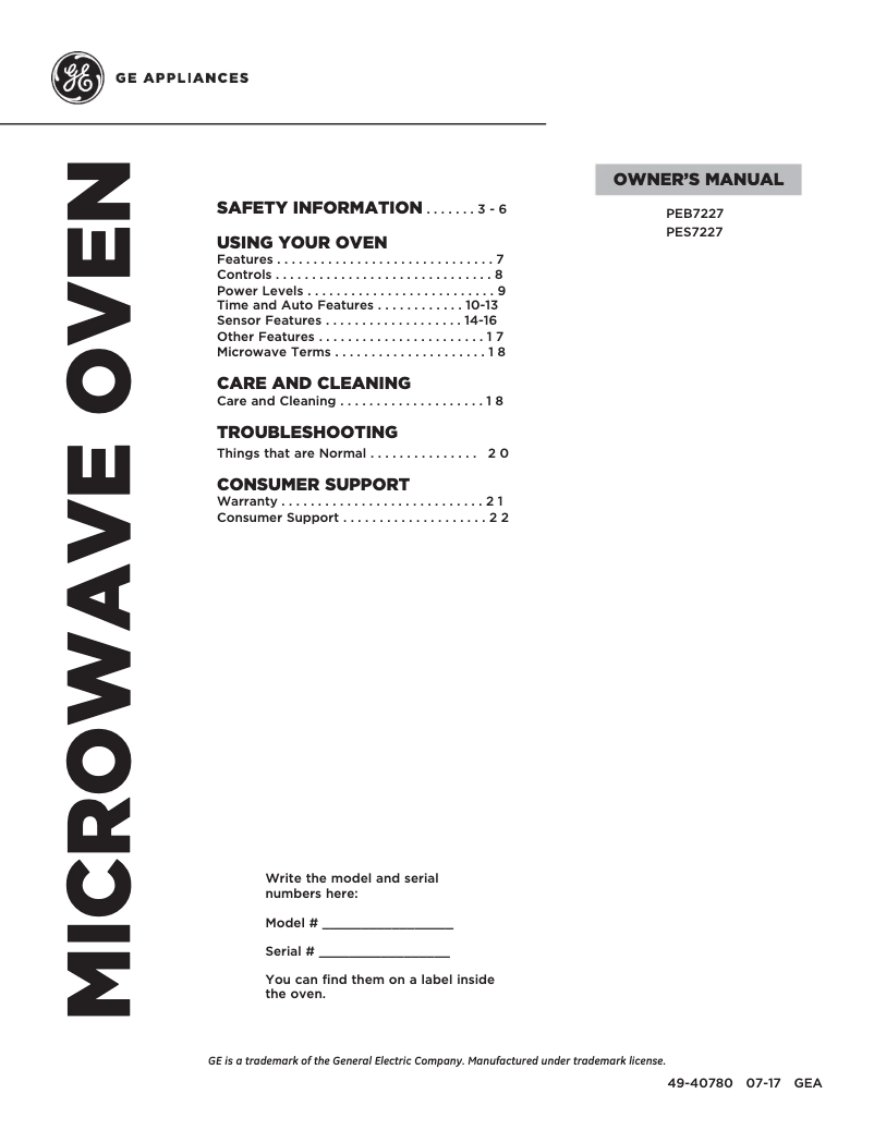 Page 1 de la notice Manuel utilisateur GE Profile PES7227BLTS