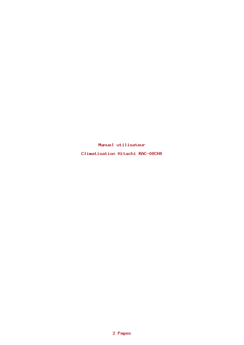 Page 1 de la notice Manuel utilisateur Hitachi RAC-08CH8