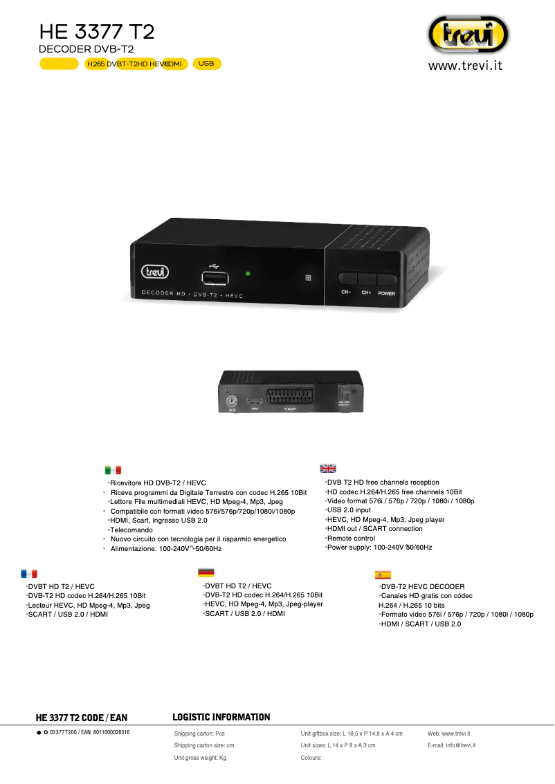 Page 1 de la notice Manuel utilisateur Trevi HE 3377 T2