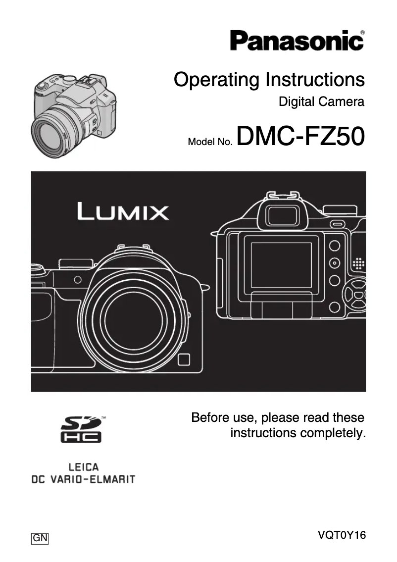 Page 1 of the manual User Manual Panasonic Lumix DMC-FZ5