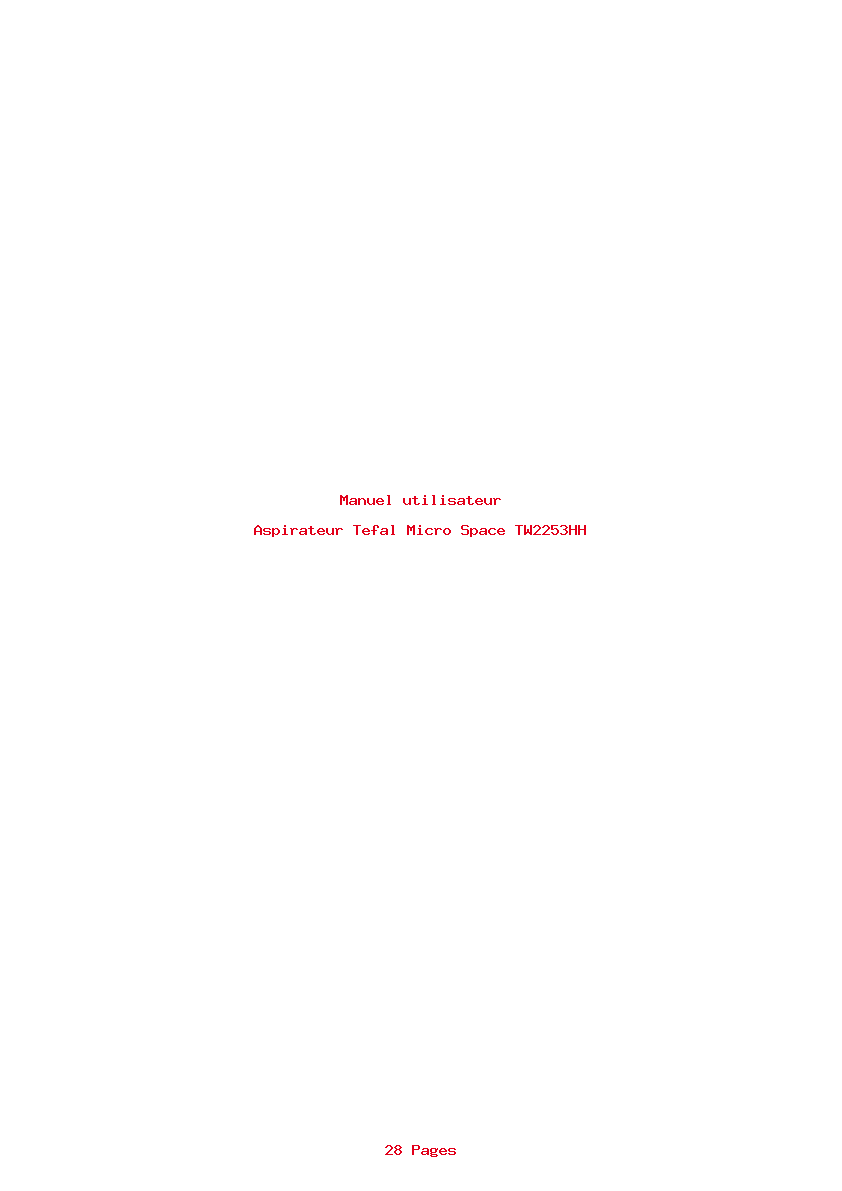 Page 1 de la notice Manuel utilisateur Tefal Micro Space TW2253HH